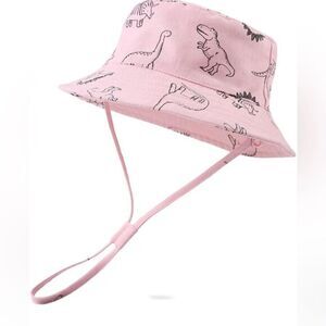 Children’s bucket hat pink with‎ adjustable chin strap dinosaurs deco NWOT